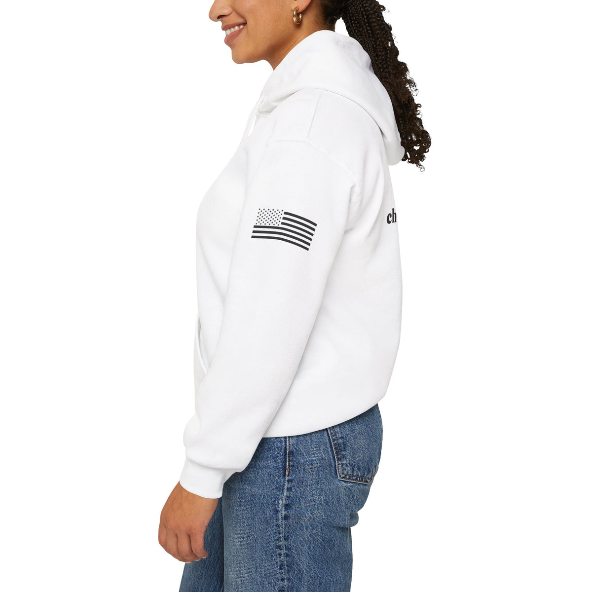 Make America Chatty Again Hoodie — 'chatty annie official' Back Logo, Patriotic Sleeve